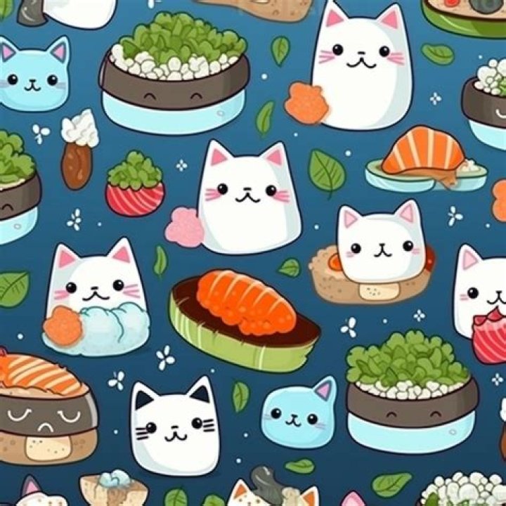 AI cats eating sushi