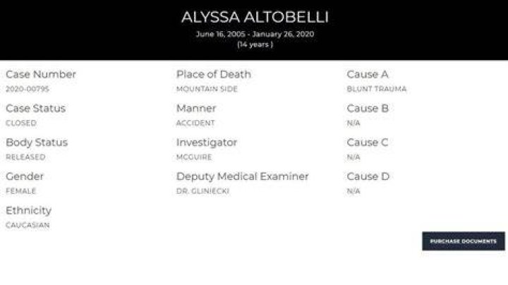 Alyssa Vanhook Autopsy Results, Reports