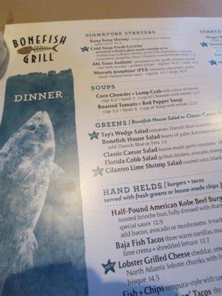 Does Bonefish Grill have a kids menu?