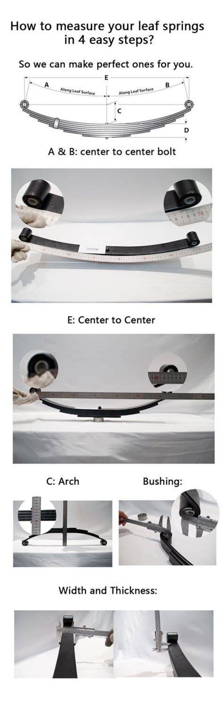 How do you measure custom leaf springs?