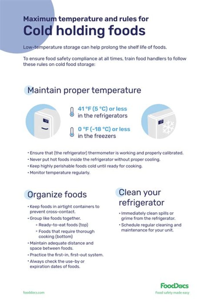 What is the maximum cold holding temperature allowed for deli?